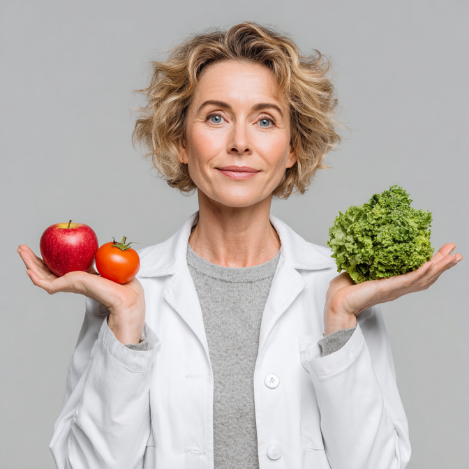 Active senior woman preparing healthy vegetables